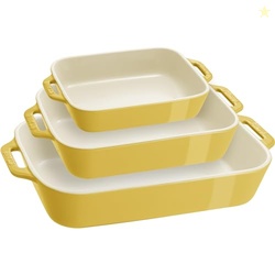 STAUB Ceramic 3-pc Rectangular Baking Dish Set - Citron