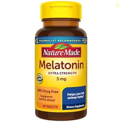 Nature Made Melatonin 5mg Tablets Extra Strength, 100% Drug Free Sleep