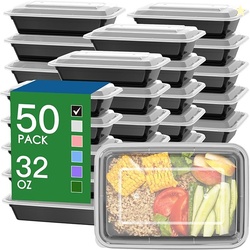 50 Pack (100-Piece) 32 oz Meal Prep Containers 