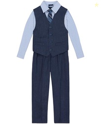 Izod Boys 4-Piece Set with Collared Dress Shirt, Tie, Vest, and Pants 