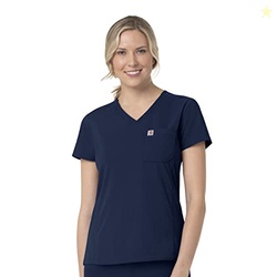 Carhartt Women's Modern Fit Tuck-in Scrub Top, Navy, XL