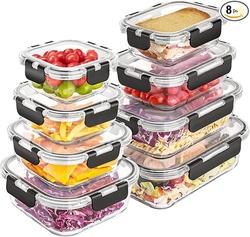 Liuruiyu 8 Pack Glass Food Storage Containers with Lids