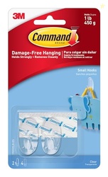 Command Small Clear Oval Hooks, 2 Wall Hook and 4 Strips, Damage-Free 