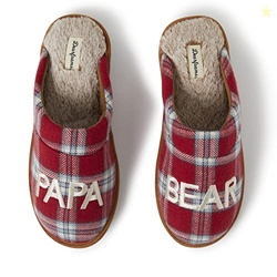 Dearfoams Men's Gifts for Dad Funny Fathers Day Papa Bear Slipper, Red