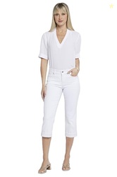 NYDJ Women's Marilyn Straight Cuff Cropped Slimming Jeans, White, 8