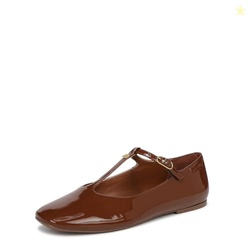 Franco Sarto Womens Marylee Mary Jane Flat Tan Patent 9 M