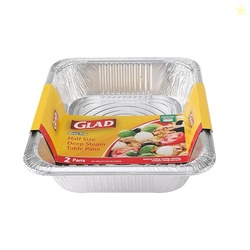 Glad Disposable Half Size Aluminum Steam Pans - 2 Count, 12.5 x 10.25 