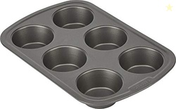 GoodCook Everyday Nonstick Steel Muffin Pan, 6 Cup, Gray