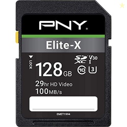 PNY 128GB Elite-X Class 10 U3 V30 SDXC Flash Memory Card - 100MB/s, Cl