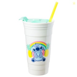 Silver Buffalo Lilo and Stitch Pineapple Rainbow Plastic Tumbler with 