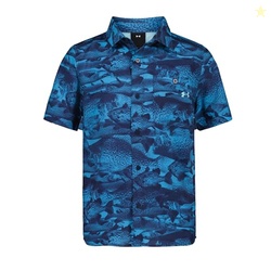 Under Armour Boys' Short Sleeve Drift Tide Woven Fish Shirt, UPF 50+ Q