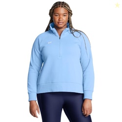 Under Armour Women's Rival Fleece Half Zip, (465) Horizon Blue / / Whi
