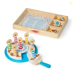 Melissa & Doug Birthday Party Cake - Wooden Play Food with Mix-n-Match