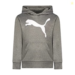 PUMA Boys' Core Pack Fleece Pullover Hoodie, Charcoal, 2T