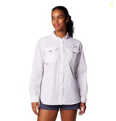 Columbia Womens PFG Bahama II Long Sleeve Fishing Shirt, White, 2X