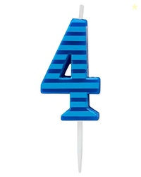 Papyrus Number 4 Birthday Candle, Blue Stripes (1-Count), Large