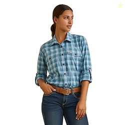ARIAT Women's Rebar Made Tough DuraStretch Work Shirt, Clear Sky Plaid
