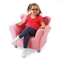 Melissa & Doug Pink Faux Leather Childs Crown-Back Armchair (Kids Furn
