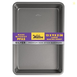 Wilton Silver Non Stick Oblong Cake Pan, Perfect for Cake and Lasagna,