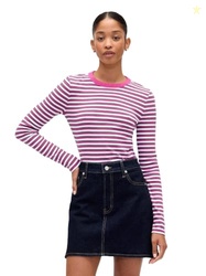 GAP Womens Long Sleeve Essential Ribbed Top Bright Fuchsia L