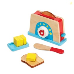 Melissa & Doug Bread and Butter Toaster Set (9 pcs) - Wooden Play Food