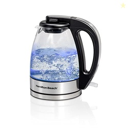 Hamilton Beach Glass Electric Tea Kettle, Water Boiler & Heater, 1 Lit
