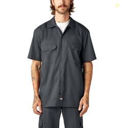 Dickies Flex Relaxed Fit Short Sleeve Work Shirt, Charcoal, L