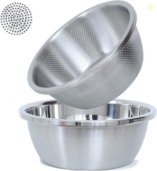 Stainless Steel Microporous Colander, (2PC)