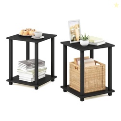 Furinno SIMPLISTIC Side Table Set of 2, 2-Tier Square Modern End Table