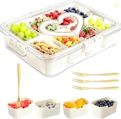 Portable 8 Compartments Divided Serving Tray with Lid