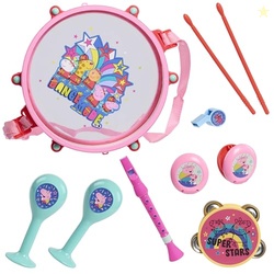 Peppa Pig Party Drum Set, 10-Pieces, 6 Musical Instruments, Pretend Pl
