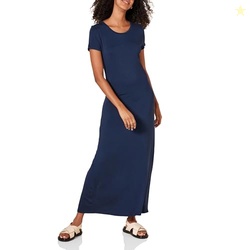 Amazon Essentials Women's Short-Sleeve Maxi Dress, Flowy, Navy, X-Smal