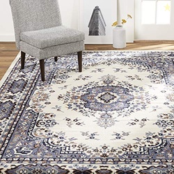 Home Dynamix Premium Sakarya Traditional Medallion Area Rug, Ivory/Blu