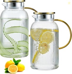 2 PACK Glass Pitcher with Lid 