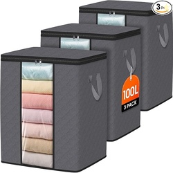 SpaceWhisper 3 Pack 100L Clothes Storage