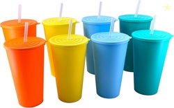 AOYITE 32oz Cups with Lids and Straws, set of 8