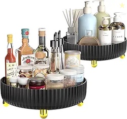 2-Pack Black Turntable Organizer Set