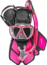 Cressi Bonete Pro Dry Set Mask+Snokel+Fins Sets, Translucent Pink, S/M