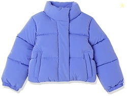 Amazon Essentials Toddler Girls' Cropped Full-Zip Puffer Jacket, Sherp