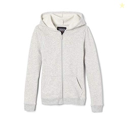 French Toast Girls' Zip Front Fleece Hoodie, Heather Gray, L (10/12)