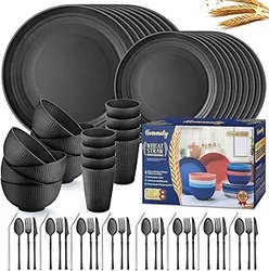 Wheat Straw Dinnerware Sets,64-Piece