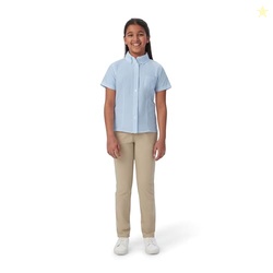 French Toast Girls' Fitted Short Sleeve Wrinkle-Resistant Blouse, Ligh