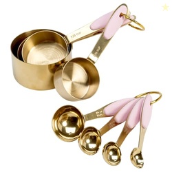 Paris Hilton Measuring Cups and Spoons Set, Stainless Steel with Pink 