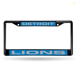 Rico Industries NFL Detroit Lions Black Black Laser Cut Chrome Frame 1