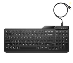 HP 400 Backlit Wired Keyboard (Ash Wired) - Warm White LED Illuminated