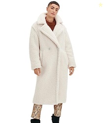 UGG Women's Gertrude Long Teddy Coat, Winter White, XL