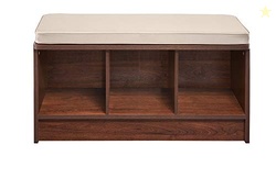 ClosetMaid 1309 3-Cube Storage Bench, Dark Cherry with Tan Cushion