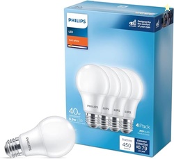 PHILIPS LED 40W A19 4-Pack Basic Soft White (2700K) 450 Lumen (6.5W = 