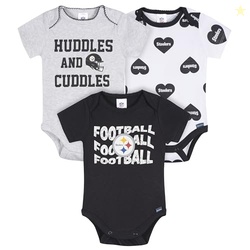 Gerber Baby Girls' NFL 3-Pack Onesie Bodysuit, Steelers, 6-12 Months