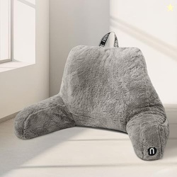 Nestl Fur Reading Pillow, Stylish Back Pillow for Bed Sitting Up, Faux